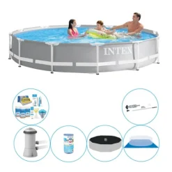 Pooler^Pool combo pakke - Intex Prisme Ramme Rund 366x76 cm