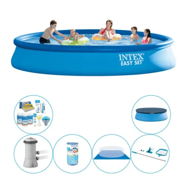 Outlet Pool combo tilbud - Intex Easy Set Rund 457x84 cm Pooler