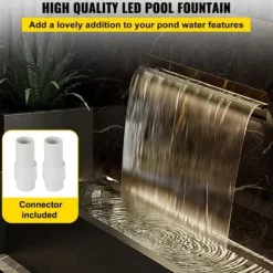 Springvand & Damme^Pool Fountain, Vandfald med LED-lysbånd, 60x11.5x8 cm, Sølv, Rustfrit stål