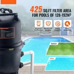 Clearance Pool Patron Filter I/Over jorden, Svømmebassin Filtrering 40 Kvm, Holdbart Materiale, Høj Filtreringseffektivitet Pool- & Spatilbehør