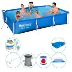 Bestway Pooler^Pool plus tilbehør - Steel Pro Rectangular 300x201x66 cm