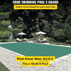 Clearance Pool sikkerhedsafdækning 18x36FT rektangulær til indendørs swimmingpool. Robust grønt net for vinterbeskyttelse og sikkerhed. Pool- & Spatilbehør