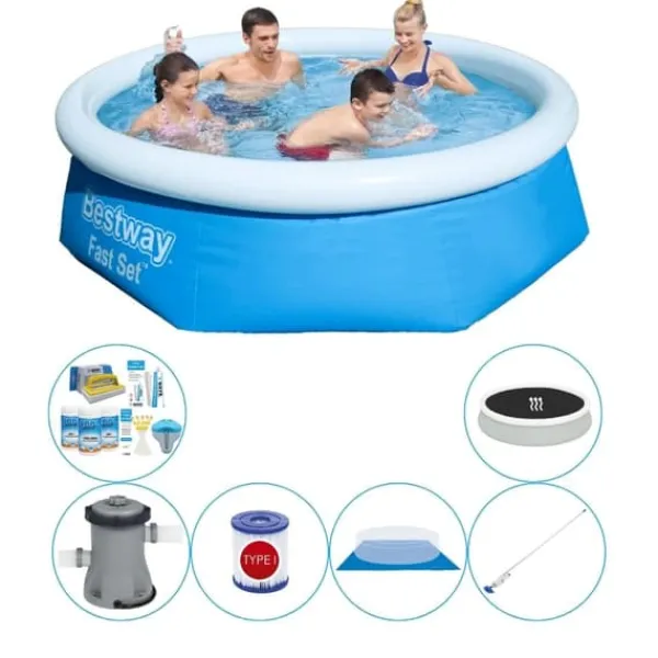 Discount Pool Super Sæt - Fast Sæt Rundt 244x66 cm Pooler