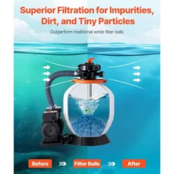 Discount Poolfilterbolde, til Sandfilterpump Swimming Pool, 1,5 lbs, Genanvendelig, Blå Pool- & Spatilbehør