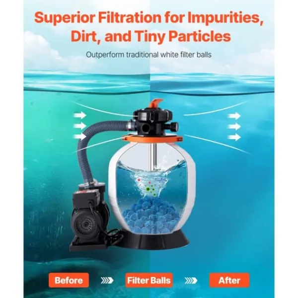 Discount Poolfilterbolde, til Sandfilterpump Swimming Pool, 1,5 lbs, Genanvendelig, Blå Pool- & Spatilbehør