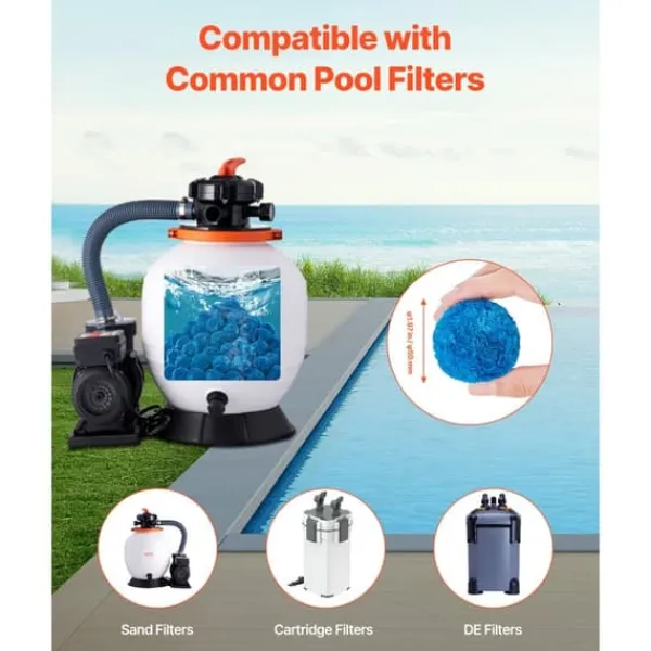 Discount Poolfilterbolde, til Sandfilterpump Swimming Pool, 1,5 lbs, Genanvendelig, Blå Pool- & Spatilbehør