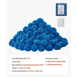Discount Poolfilterbolde, til Sandfilterpump Swimming Pool, 1,5 lbs, Genanvendelig, Blå Pool- & Spatilbehør