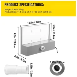 Springvand & Damme^Poolfontæne med overløb 11,8x3,2x8,1 tommer. Blå LED-stribe, solid akryl til have dam og svømmebassin. Perfekt vandfaldseffekt!
