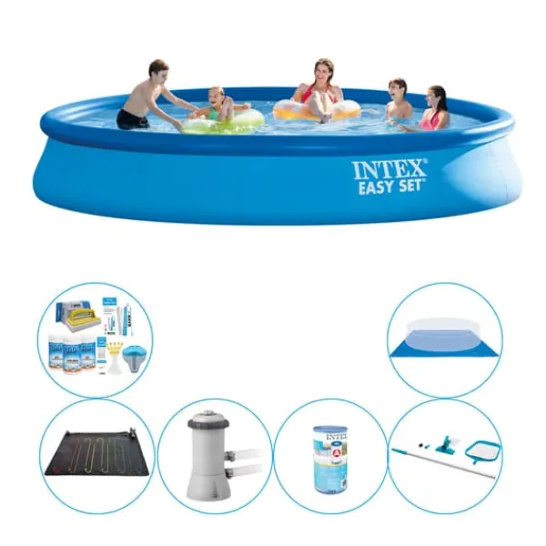 Online Poolpakke - 7 stk - Intex Easy Set Rund 457x84 cm Pooler