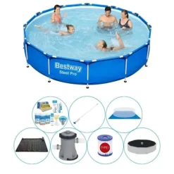 Clearance Poolpakke alt i 1 - Steel Pro Rektangulær 366x76 cm Pooler