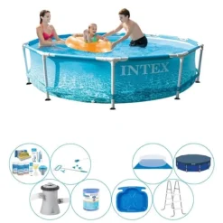Discount Poolpakke alt i 1 - Intex Metalramme Rund Strand 305x76 cm Pooler