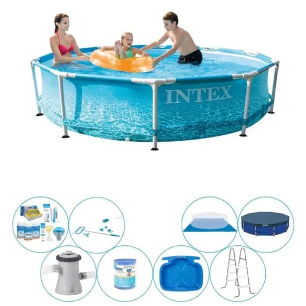 Discount Poolpakke alt i 1 - Intex Metalramme Rund Strand 305x76 cm Pooler