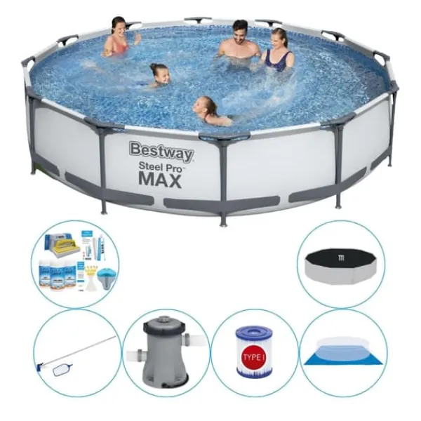 Sale Poolsæt alt i 1 - Steel Pro MAX Rund 366x76 cm Pooler