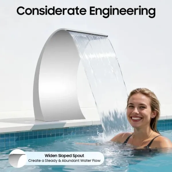 Clearance Poolvandfald - Vandfaldsblad - Metal - Kaskadeffekt - Til Swimmingpool - Sølv Springvand & Damme