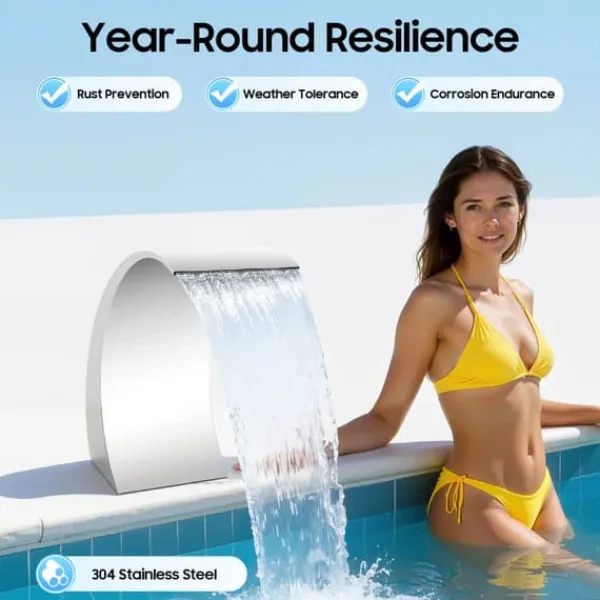 Clearance Poolvandfald - Vandfaldsblad - Metal - Kaskadeffekt - Til Swimmingpool - Sølv Springvand & Damme