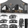 Telte & Lysthuse^Pop up pavillon - Foldbart festtelt - 3x6 m vandtæt - 6 sidevægge, helt lukket - UV 50+ - Højdejusterbar 2–3 m - Mørkegrå