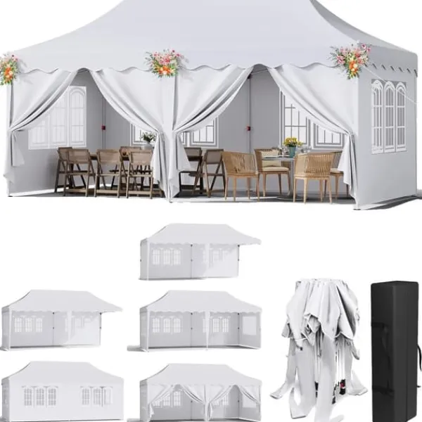 Discount Pop Up Pavillon Telt, Vandtæt UV Beskyttelse, Robust Aluminiumramme,HVID Telte & Lysthuse