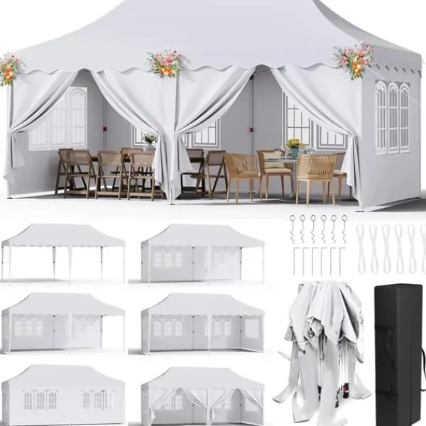 Discount Pop Up Pavillon Telt, Vandtæt UV Beskyttelse, Robust Aluminiumramme,HVID Telte & Lysthuse