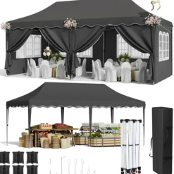 Sale Pop Up Pavillon Telt, Vandtæt UV Beskyttelse, Robust Aluminiumramme,sort Telte & Lysthuse