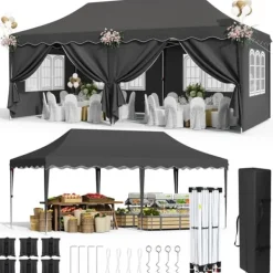 Sale Pop Up Pavillon Telt, Vandtæt UV Beskyttelse, Robust Aluminiumramme,sort Telte & Lysthuse
