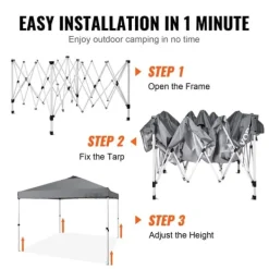 Telte & Lysthuse^Pop-up baldakin festtelt 10x10 fod med bæretaske til camping - mørkegrå, ideelt til udendørs arrangementer!