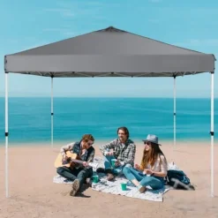 Telte & Lysthuse^Pop-up baldakin festtelt 10x10 fod med bæretaske til camping - mørkegrå, ideelt til udendørs arrangementer!