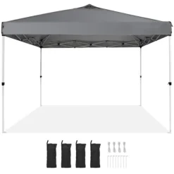 Telte & Lysthuse^Pop-up baldakin festtelt 10x10 fod med bæretaske til camping - mørkegrå, ideelt til udendørs arrangementer!