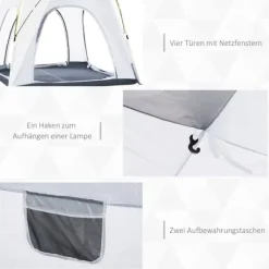 Pop-up kupeltelt til 4 personer, let & stabilt, UV50+, kroge, dør/vindue, 1000 mm vandsøjle Telte & Lysthuse