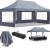 Telte & Lysthuse^Pop-Up Pavillon 3m x 6m, Vandtæt med UV-beskyttelse, Nem Opsætning,Mørkegrå