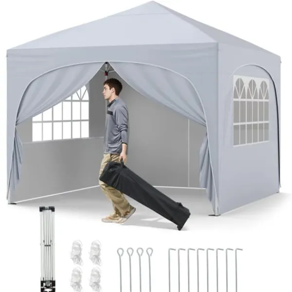 Outlet Pop-up telttag, 10x10x8,7-9,4 ft, hvid Telte & Lysthuse
