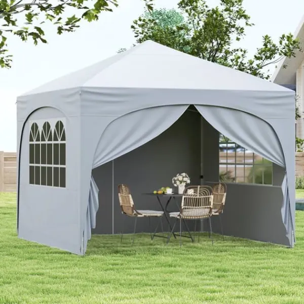 Outlet Pop-up telttag, 10x10x8,7-9,4 ft, hvid Telte & Lysthuse