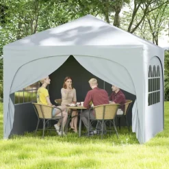 Outlet Pop-up telttag, 10x10x8,7-9,4 ft, hvid Telte & Lysthuse