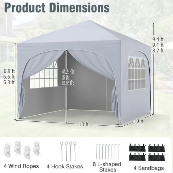 Outlet Pop-up telttag, 10x10x8,7-9,4 ft, hvid Telte & Lysthuse