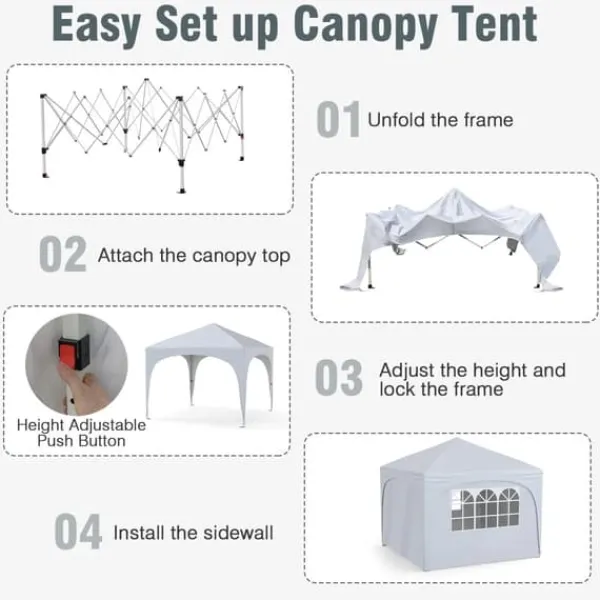 Outlet Pop-up telttag, 10x10x8,7-9,4 ft, hvid Telte & Lysthuse