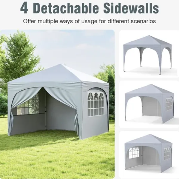 Outlet Pop-up telttag, 10x10x8,7-9,4 ft, hvid Telte & Lysthuse