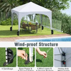 Outlet Pop-up telttag, 10x10x8,7-9,4 ft, hvid Telte & Lysthuse