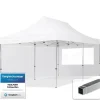 Telte & Lysthuse^pop-up tält snabbtält 3x6 m - 2 sidodelar hopfällbart tält aluminium paviljong (certifierad) party lusthus vit tak