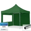 Telte & Lysthuse^pop-up tält snabbtält 3x3 m - 2 sidodelar hopfällbart tält aluminium paviljong (certifierad) party lusthus grön tak