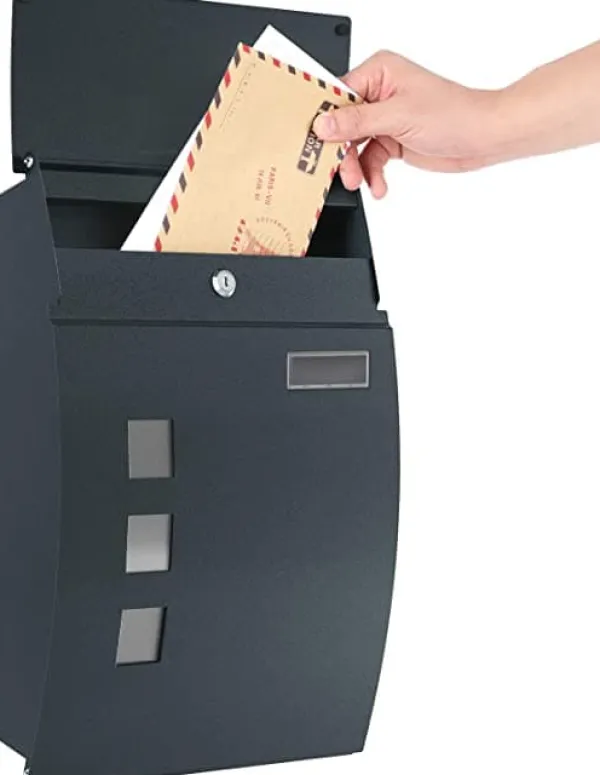 Hot Postkasse - vægpostkasse - låsbar med visningsvindue - navneskiltholder og nøgler Postkasser & Brevindkast