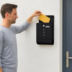 Postkasser & Brevindkast^Postkasse med avisholder, 38x31x13 cm, metal