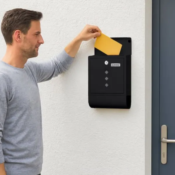 Postkasser & Brevindkast^Postkasse med avisholder, 38x31x13 cm, metal