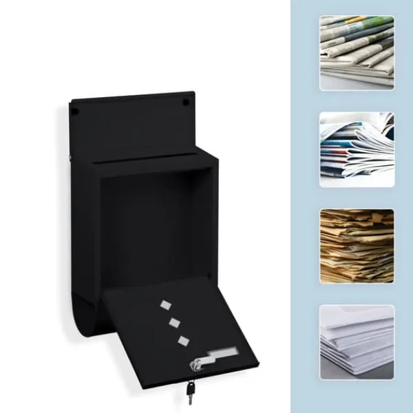 Postkasser & Brevindkast^Postkasse med avisholder, 38x31x13 cm, metal