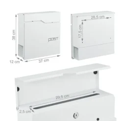 Postkasser & Brevindkast^Postkasse med avisholder, 38x37x12 cm, Metal
