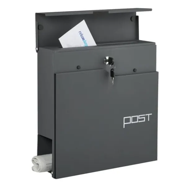 Discount Postkasse med avisholder, 38x37x12 cm, Metal Postkasser & Brevindkast