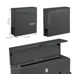 Discount Postkasse med avisholder, 38x37x12 cm, Metal Postkasser & Brevindkast