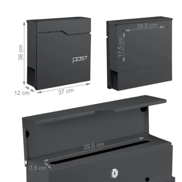 Discount Postkasse med avisholder, 38x37x12 cm, Metal Postkasser & Brevindkast