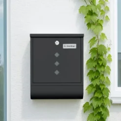 Postkasser & Brevindkast^Postkasse med avisholder, 38x31x13 cm, metal