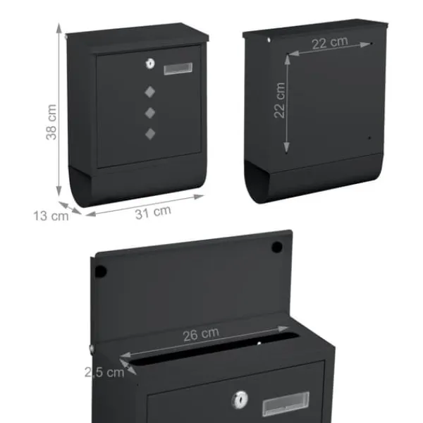 Postkasser & Brevindkast^Postkasse med avisholder, 38x31x13 cm, metal