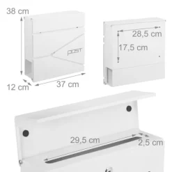 Postkasser & Brevindkast^Postkasse med avisindkast, 38x37x12 cm, metal