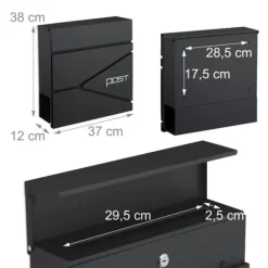 Outlet Postkasse med avisindkast, 38x37x12 cm, metal Postkasser & Brevindkast